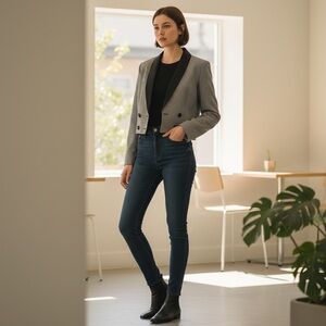 Vintage d’Knits Blazer with Blue Accents